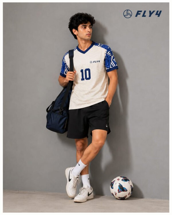 Fly4 Men's White & Royal Blue Football Jersey – No. 10 Edition